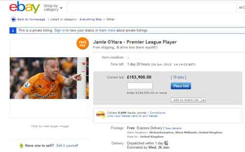 Pemain Wolverhampton Dijual di eBay