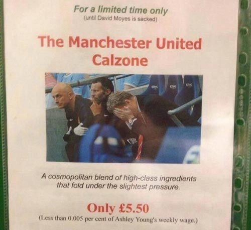 Restoran Pizza Ejek Man United di Menunya