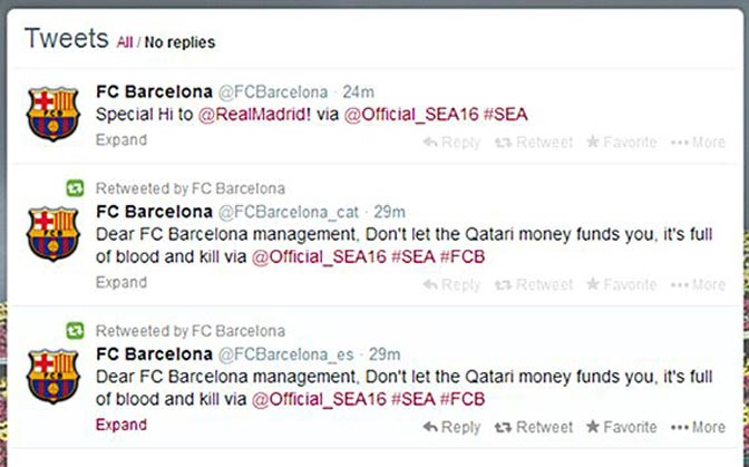 Twitter Barcelona Disusupi Kelompok Suriah