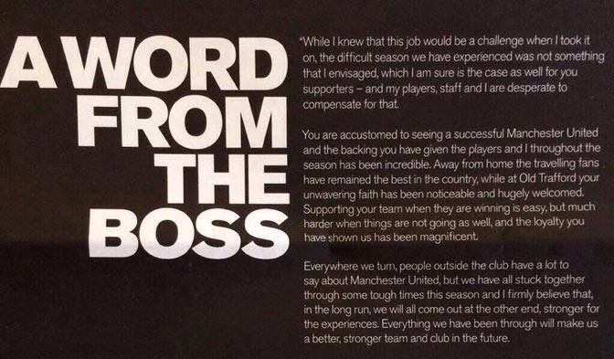 Ini Surat Moyes ke Pendukung United