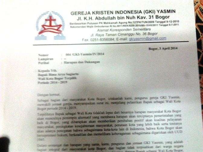 Besok, GKI Yasmin Temui Bima Arya