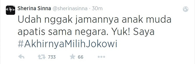 Sherina Jatuhkan Pilihan Capres Ke...