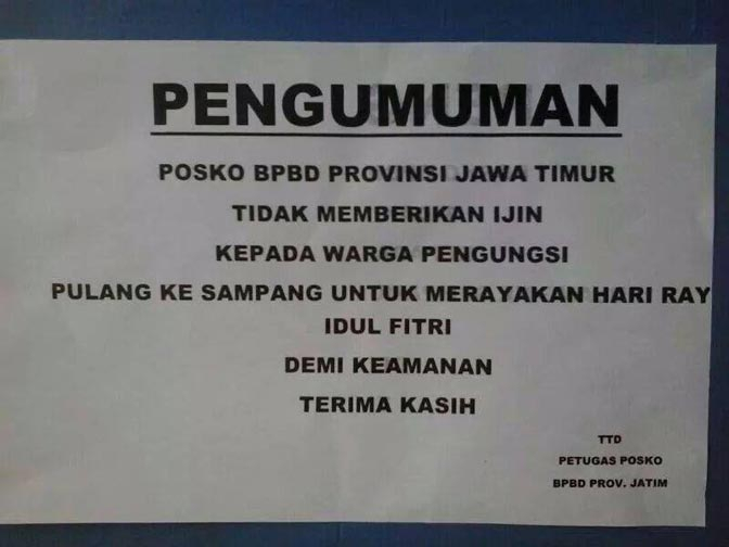 BNPB Tak Pernah Larang Pengungsi Syiah Sampang Pulang Kampung
