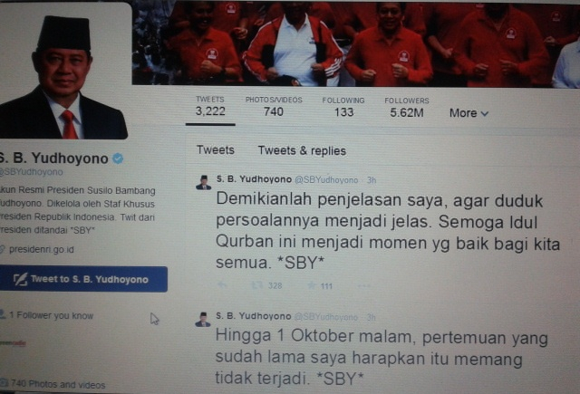 SBY: Pertemuan yang Sudah Lama Saya Harapkan Tidak Terjadi