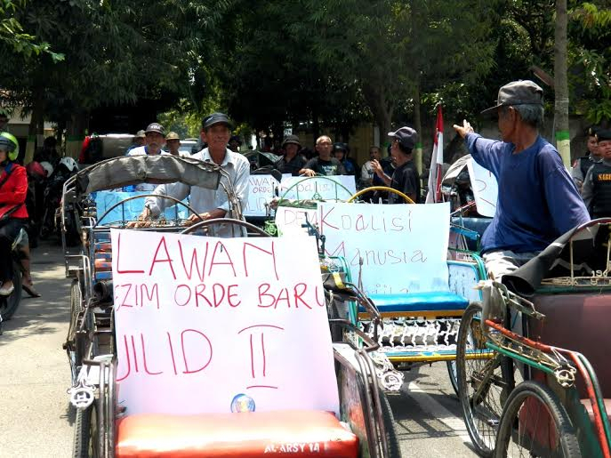 Tukang Becak pun Ikut Demo Tolak Pilkada Tak Langsung
