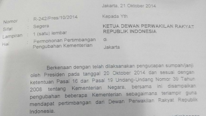 Ini Dia Nama-nama Kementerian Baru Jokowi-JK