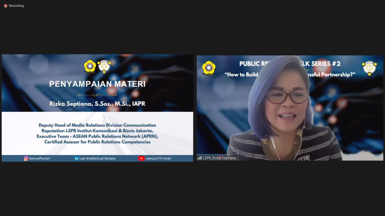 Gelar Public Relations Talk, Lawcus FH Unsri Hadirkan Pakar PR dari LSPR Institut