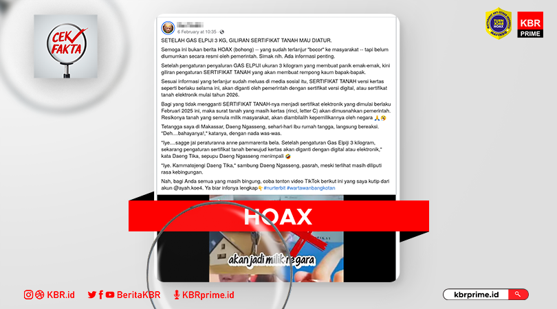 Cek Fakta: Tanah Tanpa Sertifikat Elektronik Bakal Jadi Milik Negara 