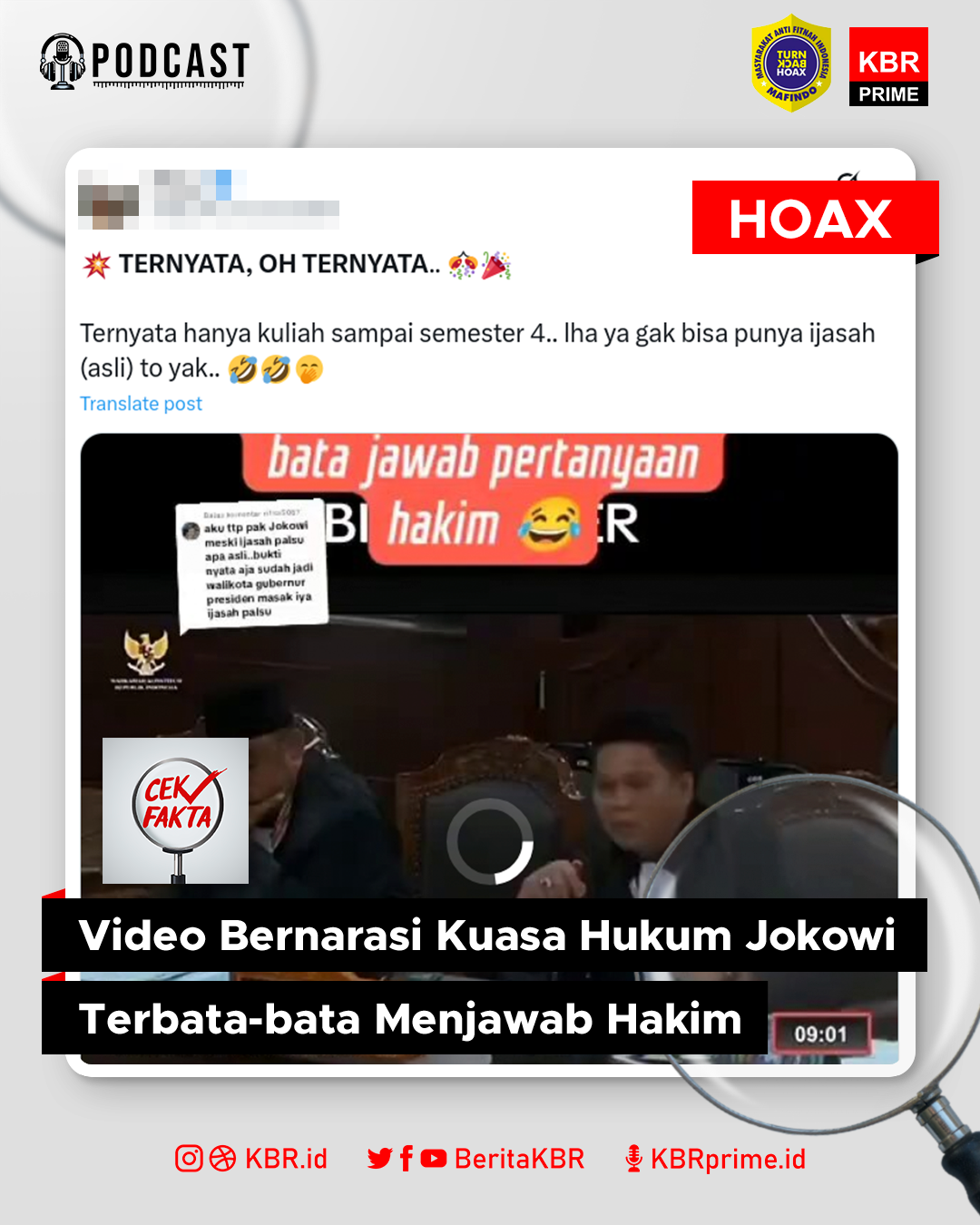 Cek Fakta: Video Bernarasi Kuasa Hukum Jokowi Terbata-bata Menjawab Hakim