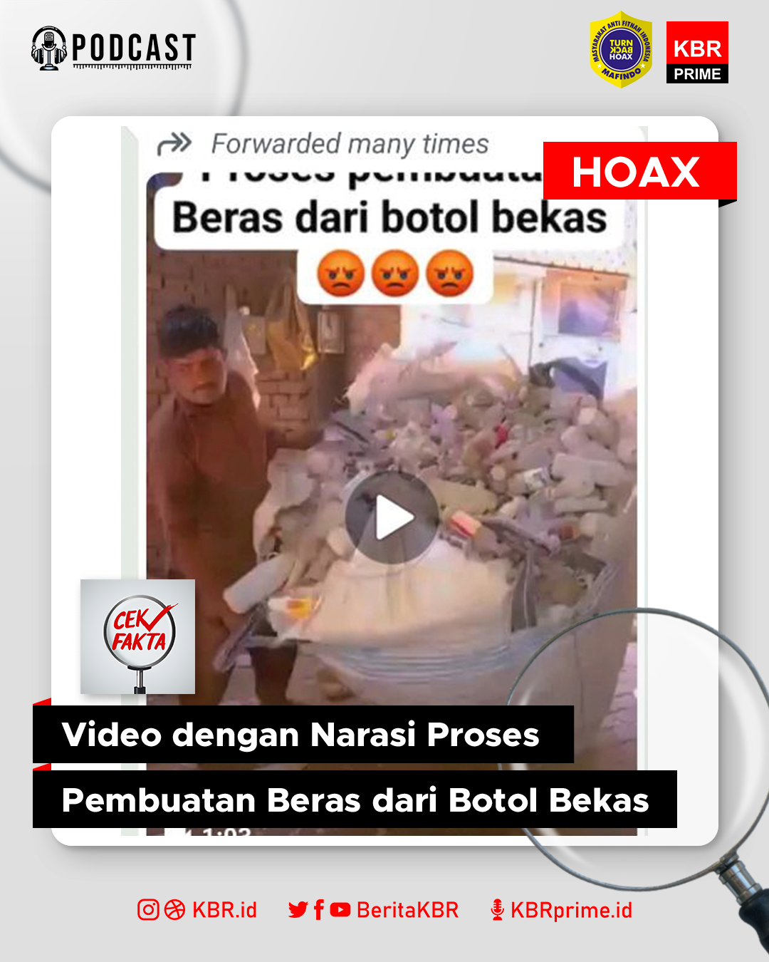 Cek Fakta:  Video dengan Narasi Proses Pembuatan Beras dari Botol Bekas