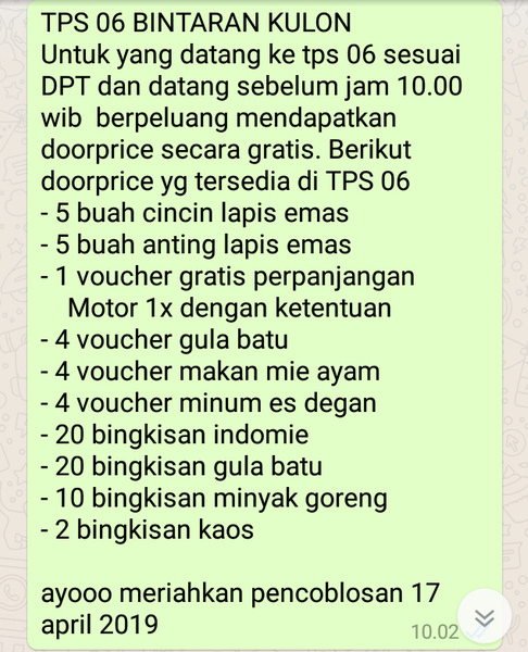 (CEKFAKTA) Ada TPS Tawarkan Doorprize Cincin Berlapis Emas?