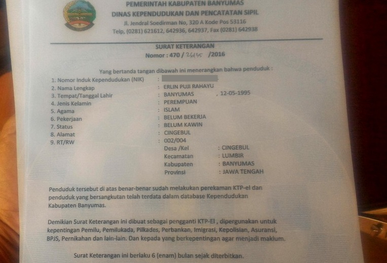 Blanko Telat, Warga Banyumas Pakai KTP Sementara