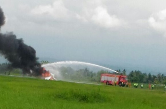 Mendarat Darurat, Pesawat Latih Cesna  Terbakar di Banyuwangi