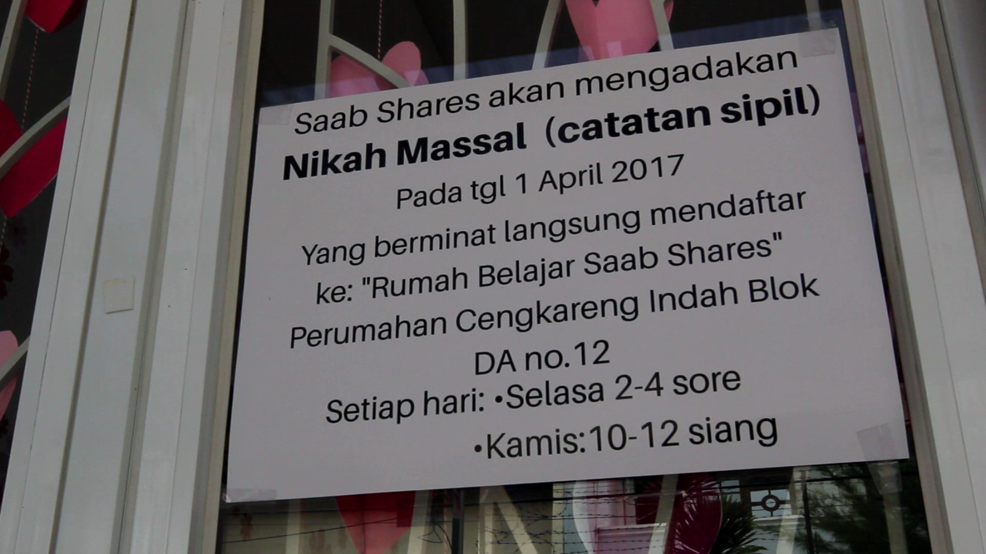 Kegiatan Saab Shares juga meluas sampai ke pengadaan Nikah Massal 