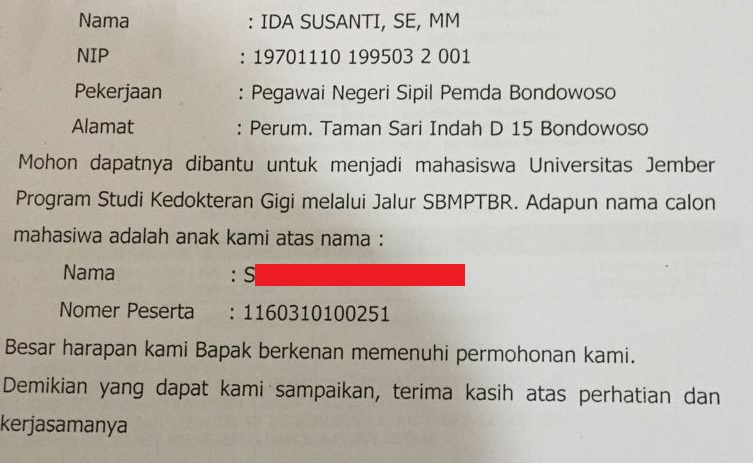Heboh, Pejabat Bondowoso Bikin 'Surat Sakti' Agar Anaknya Masuk Kedokteran Gigi UNEJ