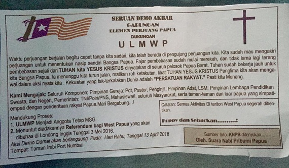 KNPB: Aksi Damai Berlangsung di Lima Wilayah Besok