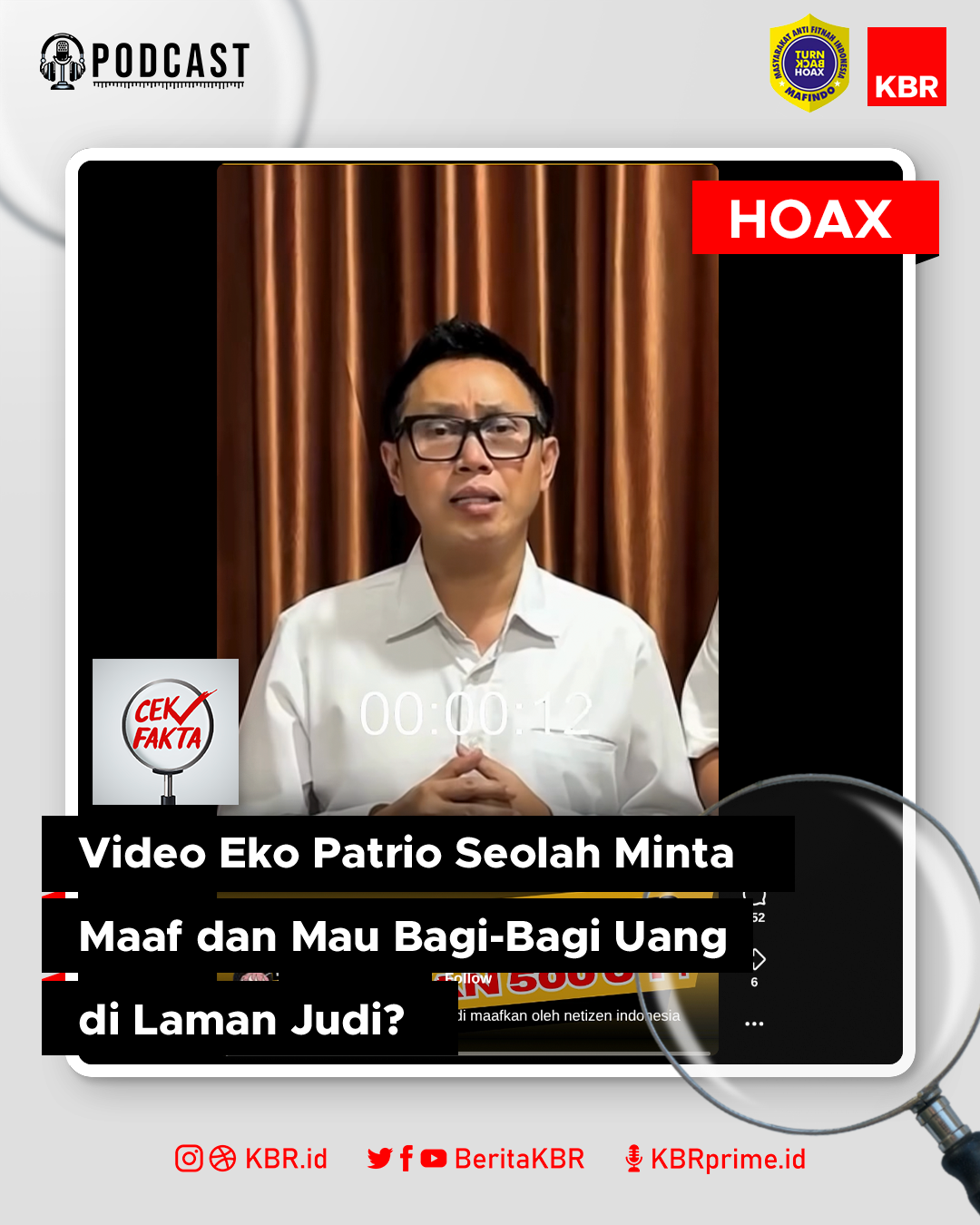 Cek Fakta: Video Eko Patrio Seolah Minta Maaf dan Mau Bagi-Bagi Uang di Laman Judi?