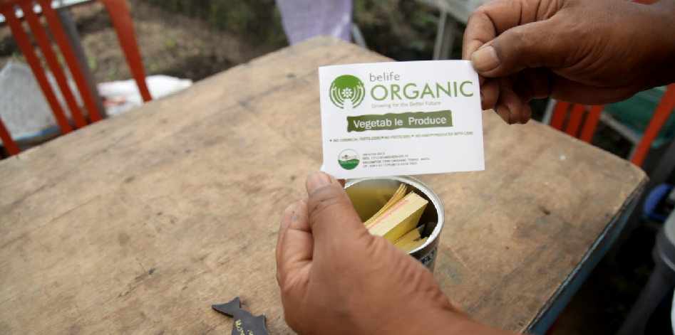 Merek sayuran organik di Kelurahan Temas adalah belife Organic. 