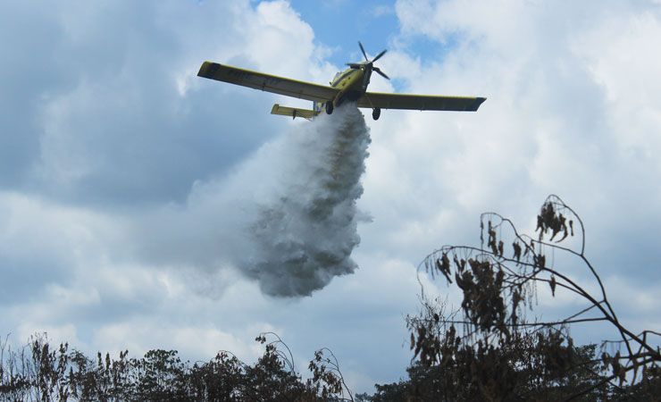 BNPB Turunkan Water Boombing. (Foto: Greenradio Pekanbaru)