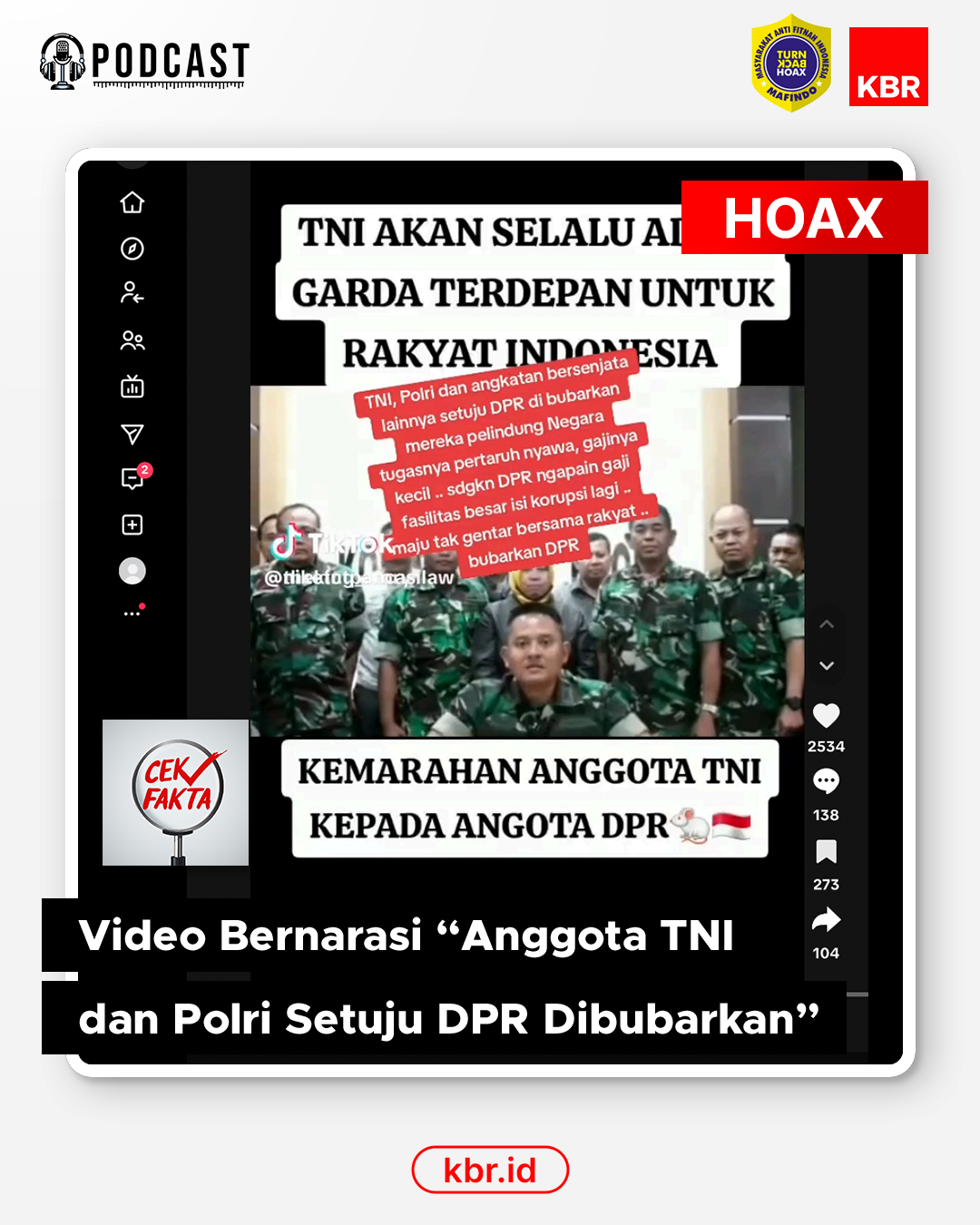 Cek Fakta: Video Bernarasi Anggota TNI dan Polri Setuju DPR Dibubarkan