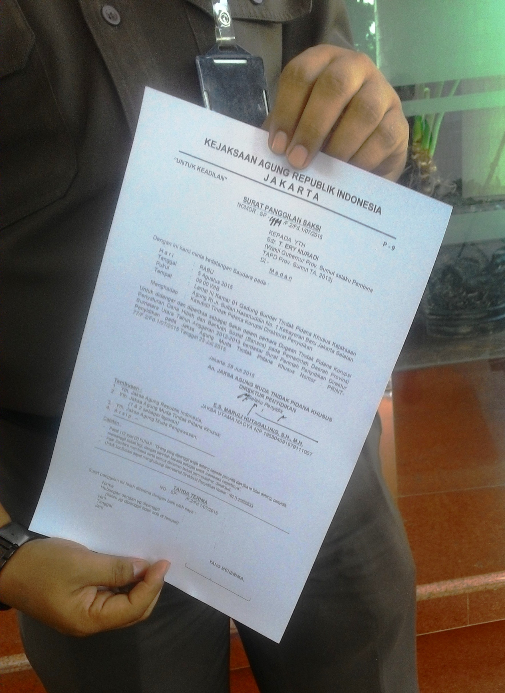 Wagub Sumatera Utara Penuhi Panggilan Kejagung