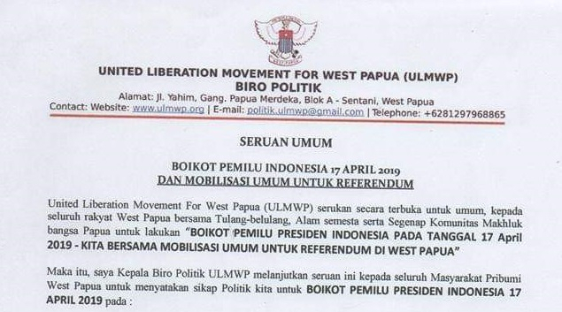 Boikot Pemilu di  Papua, ULMWP Gelar Doa Bersama