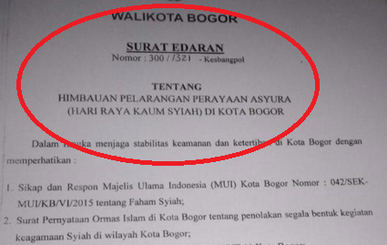 Walikota Bogor Siap Jelaskan Surat Edaran Larangan Perayaan Asyura