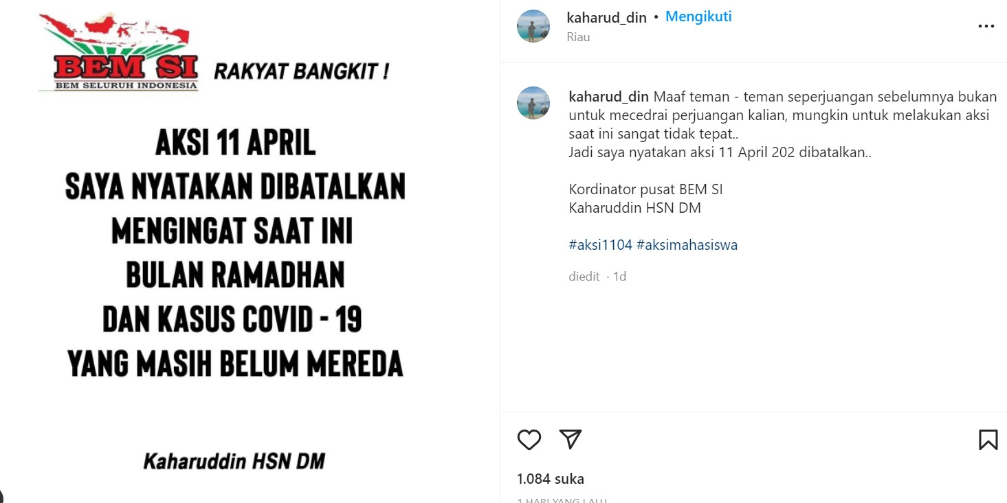Mahasiswa Bergerak, Menkominfo: Pemerintah Tak Retas Akun Koordinator BEM SI
